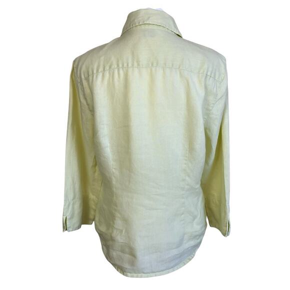 Madison Studio Vtg Y2K Linen Pastel Green Floral Embroidered Button Down Shirt 8 - Picture 7 of 16